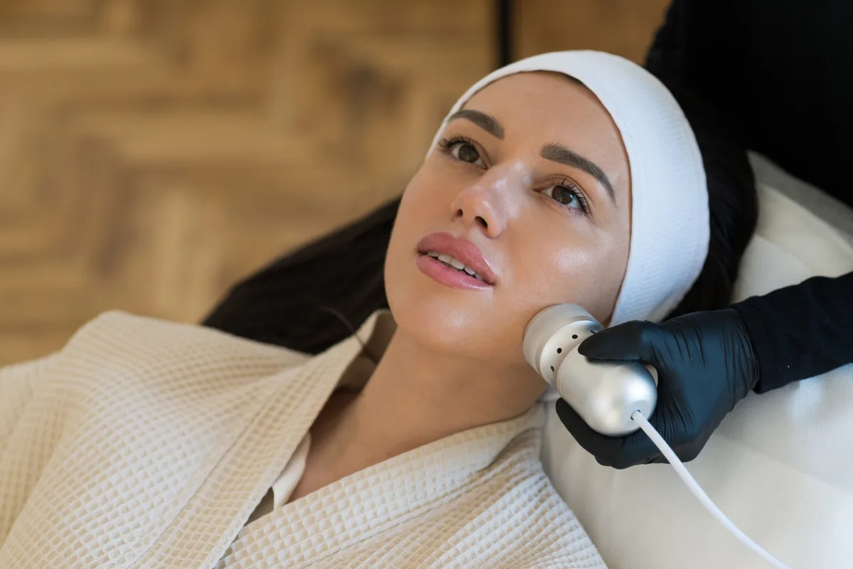 Professional female cosmetologist doing best Hydrafacial in kathmandu