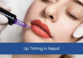 women during procedure of Lip Tinting in Nepal