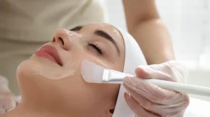 Young Woman during Face Peeling Procedure